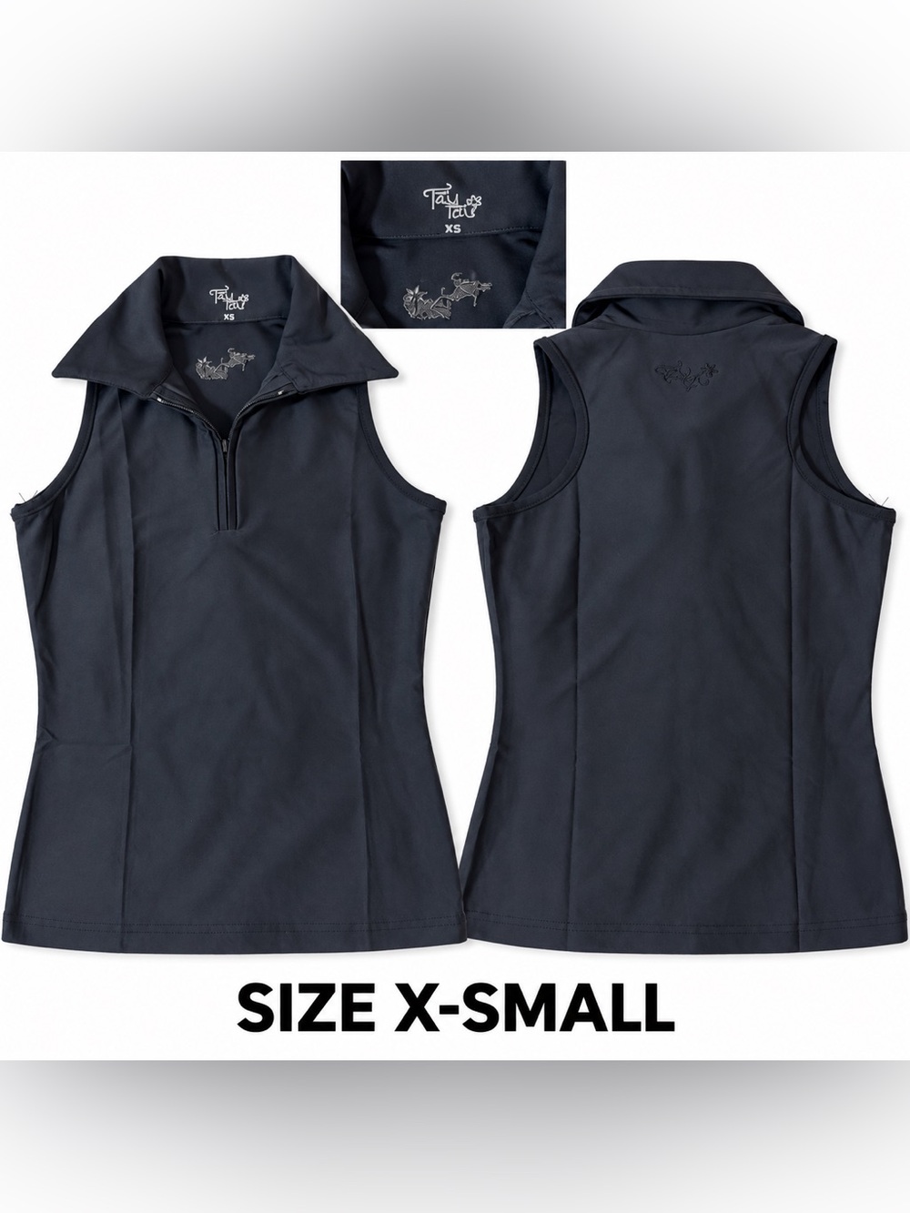 Tail woman Sleeveless Zip Polo Top - Navy Blue